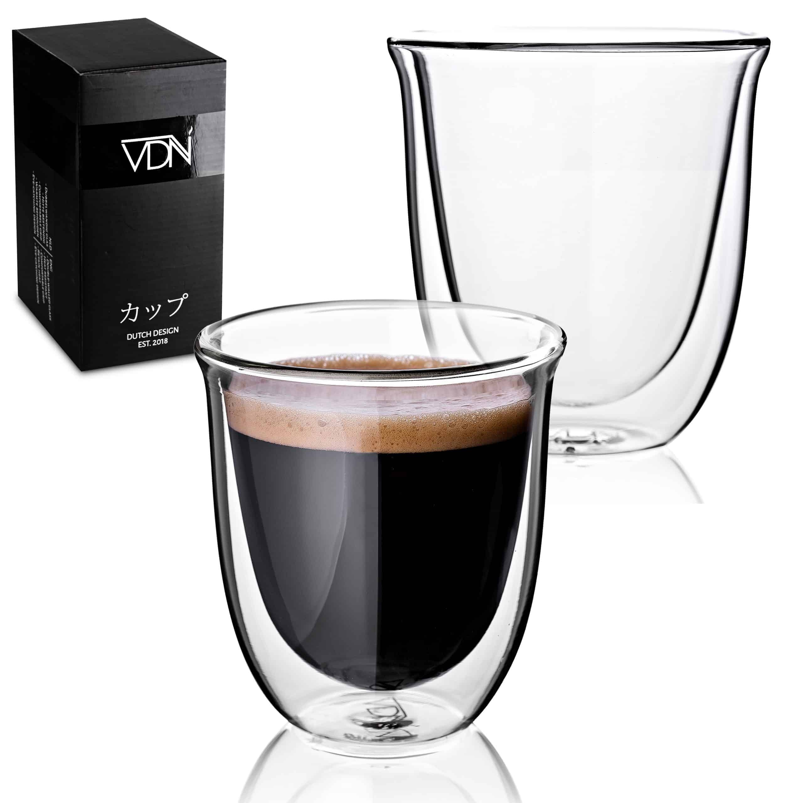 Perforatie Mitt bruid Dubbelwandige glazen koffie - 250 ML - Set van 2 - Koffieglazen - VDN