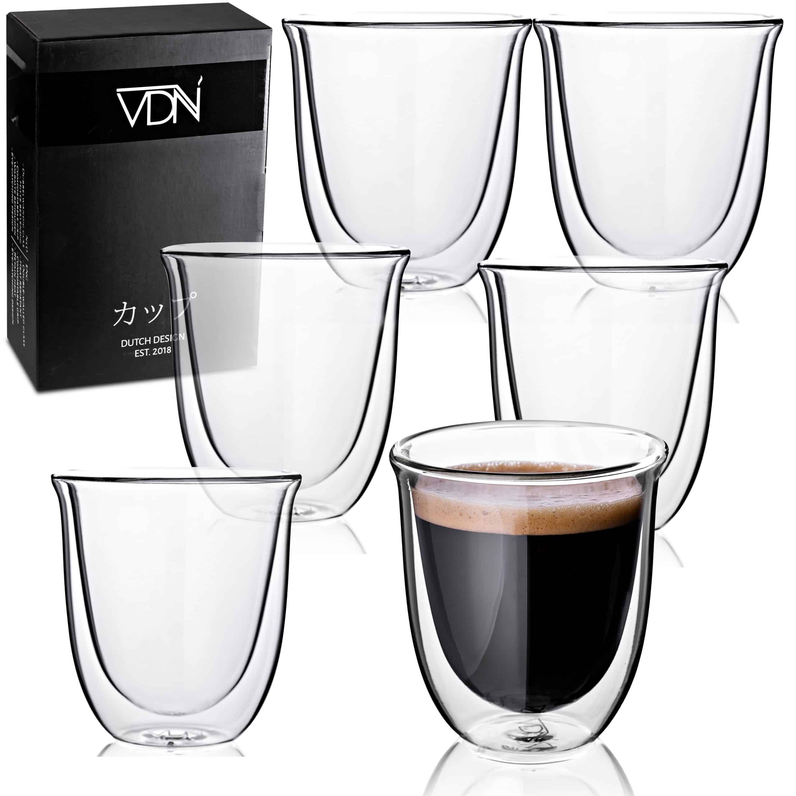 seinpaal Vermelding sieraden Dubbelwandige glazen koffie - 250 ML - Set van 6 - VDN